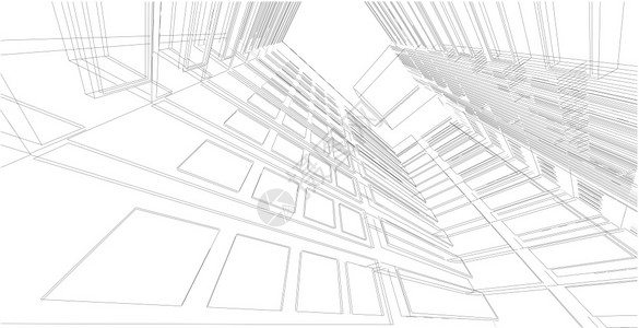 绘画外部的建筑师3d图解现代城市建筑抽象背景设计3D图解架构建设透视直线三维图解建筑结构图片