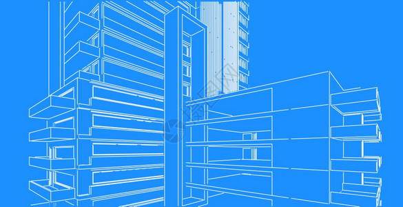 建筑的3d图解现代城市建筑抽象背景设计3D图解架构建设透视直线三维图解建筑结构线框造图片
