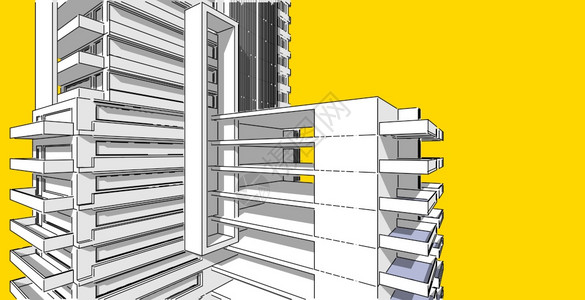 多雾路段3d图解现代城市建筑抽象背景设计3D图解架构建设透视直线三维图解建筑结构插图筑的图片