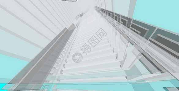 路口几何的3d图解现代城市建筑抽象背景设计3D图解架构建设透视直线三维图解建筑结构家图片