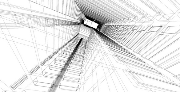 抽象的工程几何3d图解现代城市建筑抽象背景设计3D图解架构建设透视直线三维图解建筑结构图片