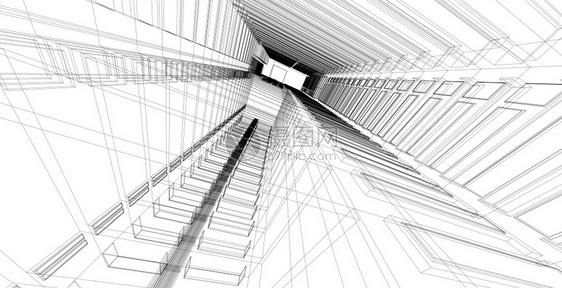 抽象的工程几何3d图解现代城市建筑抽象背景设计3D图解架构建设透视直线三维图解建筑结构图片