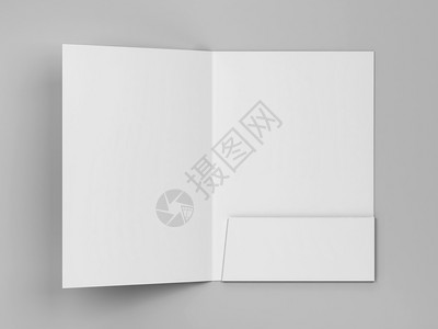 灰色背景上的空白纸面文件夹模拟3d插图小册子静止的灰色图片