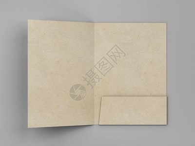 灰色背景上的空白纸面文件夹模拟3d插图灰色的公司商业图片
