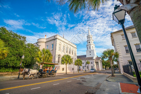 海滨美国南卡罗来纳州Charleston市中心历史区的风景图片