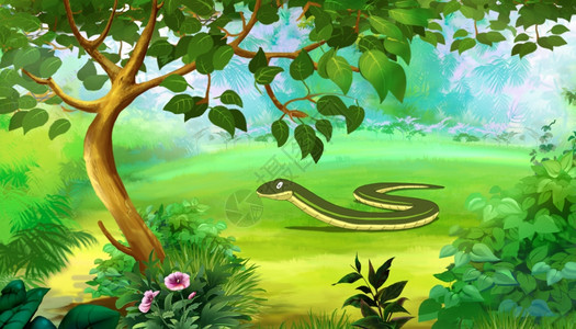 满的森林数字绘画全彩漫风格插图中的缓慢虫子门户14动画片图片