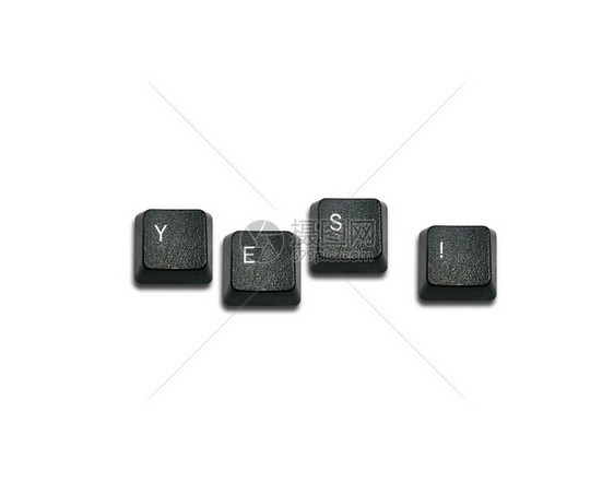 WordYes由计算机键盘带有想法的盘按和创建头脑风暴黑色的明亮图片