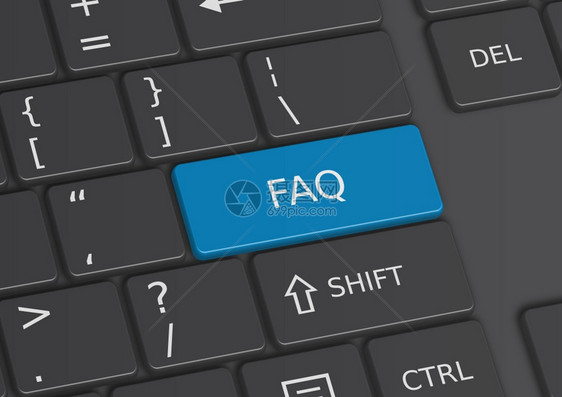 数字的连接办公室从键盘上的蓝写入FAQ字词A3D插图图片