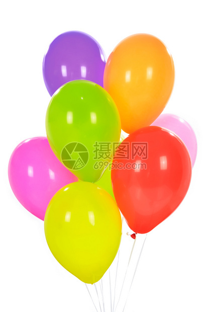 政党装饰概念将白色背景隔离的彩气球混合在一起礼物派对颜色图片
