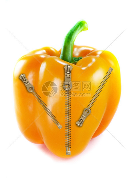 新鲜的红色辣椒橙子胡白底有三片拉链的橘子胡椒图片