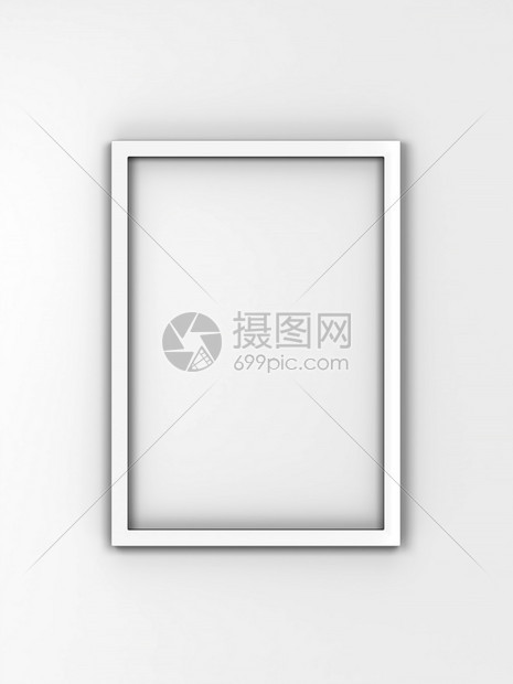 收藏装饰白色背景上孤立的简单框架3d插图内部的图片