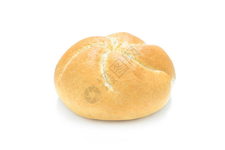 圆形的烘烤白色背景新鲜凯泽面包卷在特写中被隔离白色背景上店铺图片