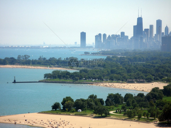 芝加哥市中心北摩天大楼风景多于密歇根州建造图片