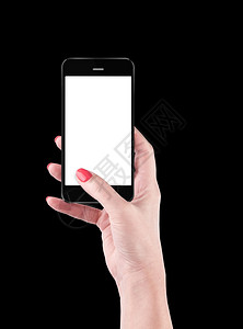 iphone12接触保持手握和摸在黑色背景上被隔离的智能手机握和触摸智能机互联网背景