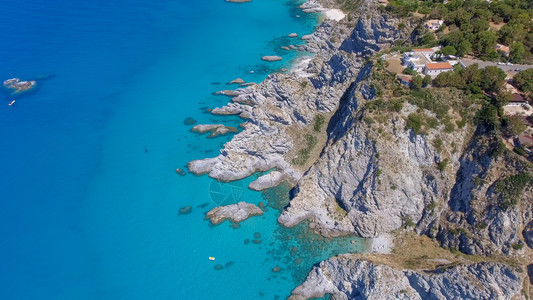 美丽来自天空的卡波梵蒂冈拉布里亚航空夏季意大利海岸景色悬崖美丽的图片