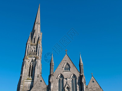 建造爱尔兰Limerick的圣约翰斯柯大教堂蓝色天空背景历史打油诗图片