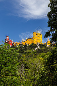 教科文组织著名的葡萄牙辛特拉Pena皇家宫殿Pena天空图片