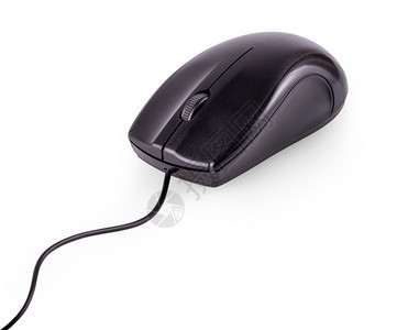办公室绳索在白色背景上隔离的黑色电脑鼠标在白色背景上隔离的黑色电脑鼠标塑料图片