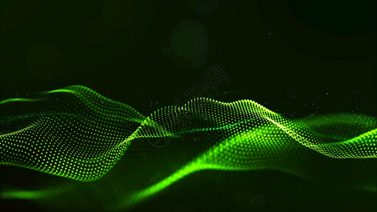 具有灰尘和浅光背景的绿色数字粒子波抽象绿色颜活力技术的图片