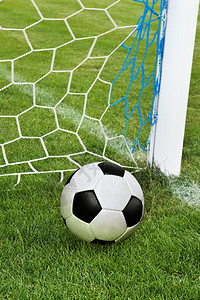 操场以绿草为目标网的足球象征竞赛图片