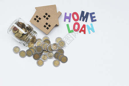 股票交换HomeLOAN抵押贷款和有复制空间的泰国地产硬币概念货图片