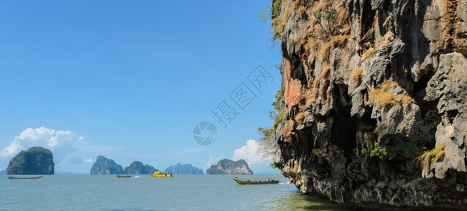 蓝色的海岸泰国PhangNgaBay公园石灰岩岛景观形成图片