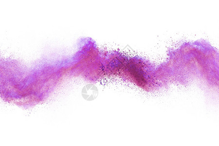 旋风台艺术紫色粉末在白背景上爆炸的停动运图片