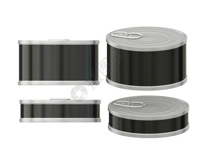 罐行业普通短圆柱体可包装黑色标签用于各种食品产适合设计或艺术作品剪切路径包括ACEA空白的图片