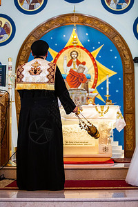 香炉叉牧师用Thurible配件从后面进行教堂仪式牧师用配件进行堂仪式礼图片