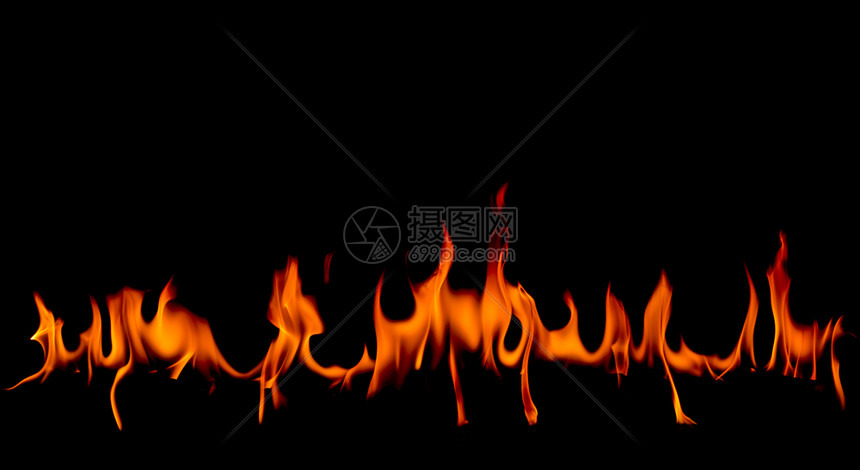 炽盛冒险抽象艺术黑色背景的火焰燃烧红色热火花上升烈橙光闪耀的飞行粒子复制图片