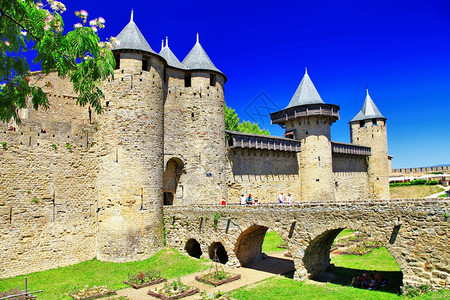 朗格多克街道鲁西永Carcassonne欧洲最大的中世纪城堡法国旅行和历史里程碑法国图片