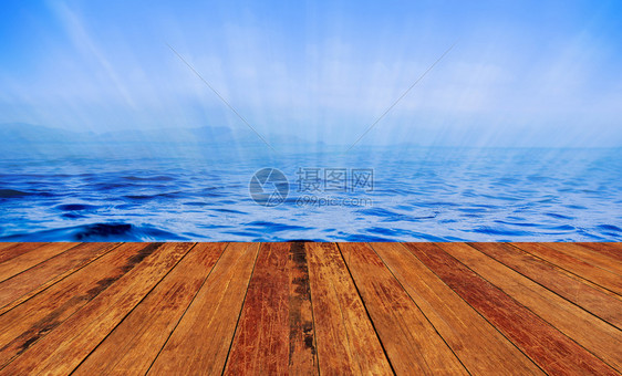 蓝海光亮观天背景的色空剪辑甲板蓝色的图片