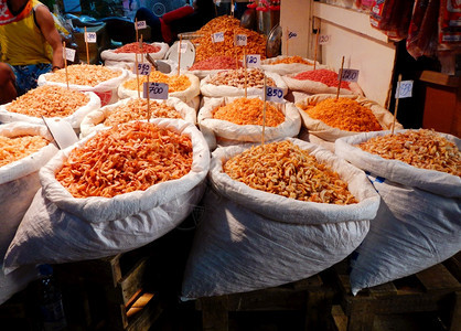 市场背景中干虾国人晚餐贮存图片
