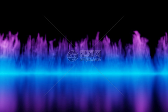 黑色背景上的蓝未来火燃烧焰3d渲染火热抽象的力量图片