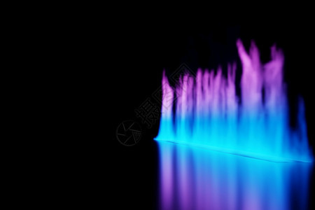 抽象的燃料黑色背景上的蓝未来火燃烧焰3d渲染黑色背景上的蓝未来火燃烧焰渲染营图片