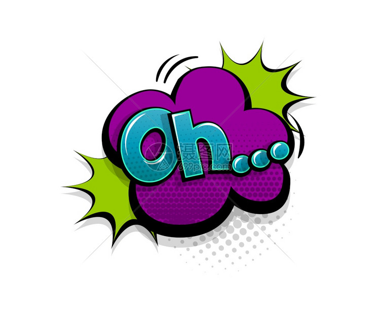 插图框架漫画文字oh在演说泡沫卡通动画风格流行艺术的oh上多彩半调讲