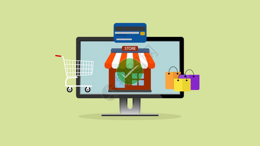 支付网上购物站电子商务网上购物和数字市场营销概念在网上购物人们向量图片
