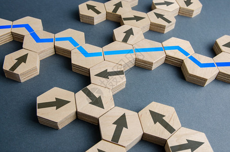不可逾越所有能的运动选项中蓝色最优路径业务战略规划风险管理新市场机会行动计划解决方案路径优化流程调整移动商业图片