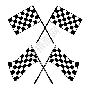 方格的第一交叉黑白方格旗标志概念的赛车运动孤立在白色交叉挥动黑白方格旗标志概念的赛车运动孤立在白色速度图片