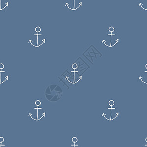 Anchor手画无缝模式矢量说明纺织品无缝的海军图片