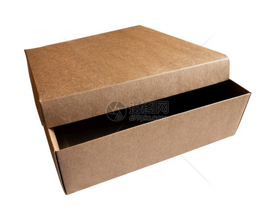 包装白背景上孤立的打开纸板盒空白的包裹图片