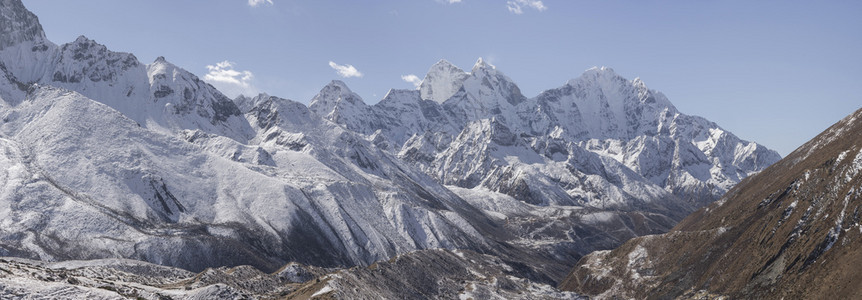 旅行胆酸Pheriche河谷和喜马拉雅高峰会珠穆基地营在尼泊尔长途跋涉山图片