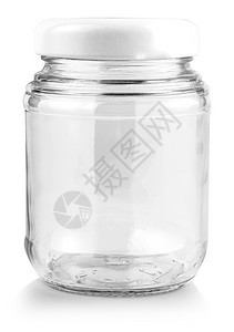 金属喝在白色背景上隔离的空玻璃罐在白色背景上隔离的空玻璃罐垂直图片