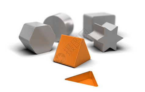 一体化商智白色背景上的块状形由符合地板上形状的橙色面板组成概念图像用于简单的IQ测试图片