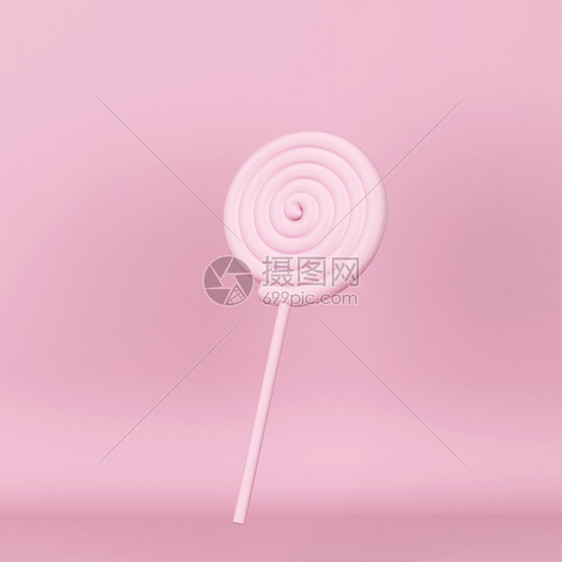 对待一种吸盘粉红背景3D插图上的棒糖图片
