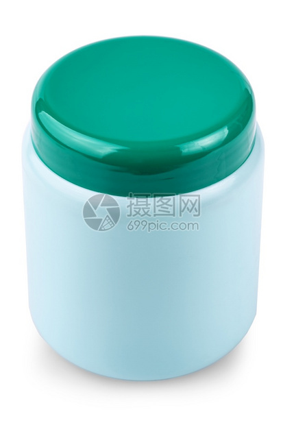 软膏绿色罐子与化妆品隔绝在白色背景绿罐子上美容品与白色背景隔离关心液体图片