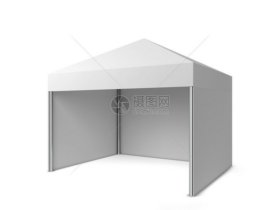 白色背景上孤立的空白帐篷3d插图庇护所屋顶展览图片