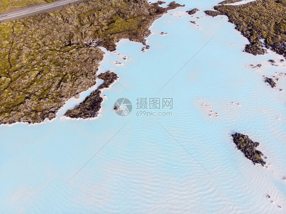 热的蓝色位于冰岛雷克雅未的主要旅游景点之一的蓝环礁湖温泉松弛图片