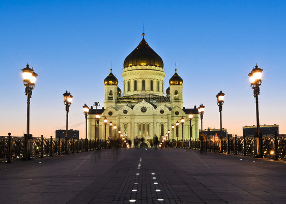 俄罗斯莫科黄昏的俄罗东正教基督大堂救世主圣公会俄罗斯莫科叉古老的建造图片