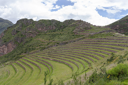 阳台风景谷秘鲁的作物梯田图片